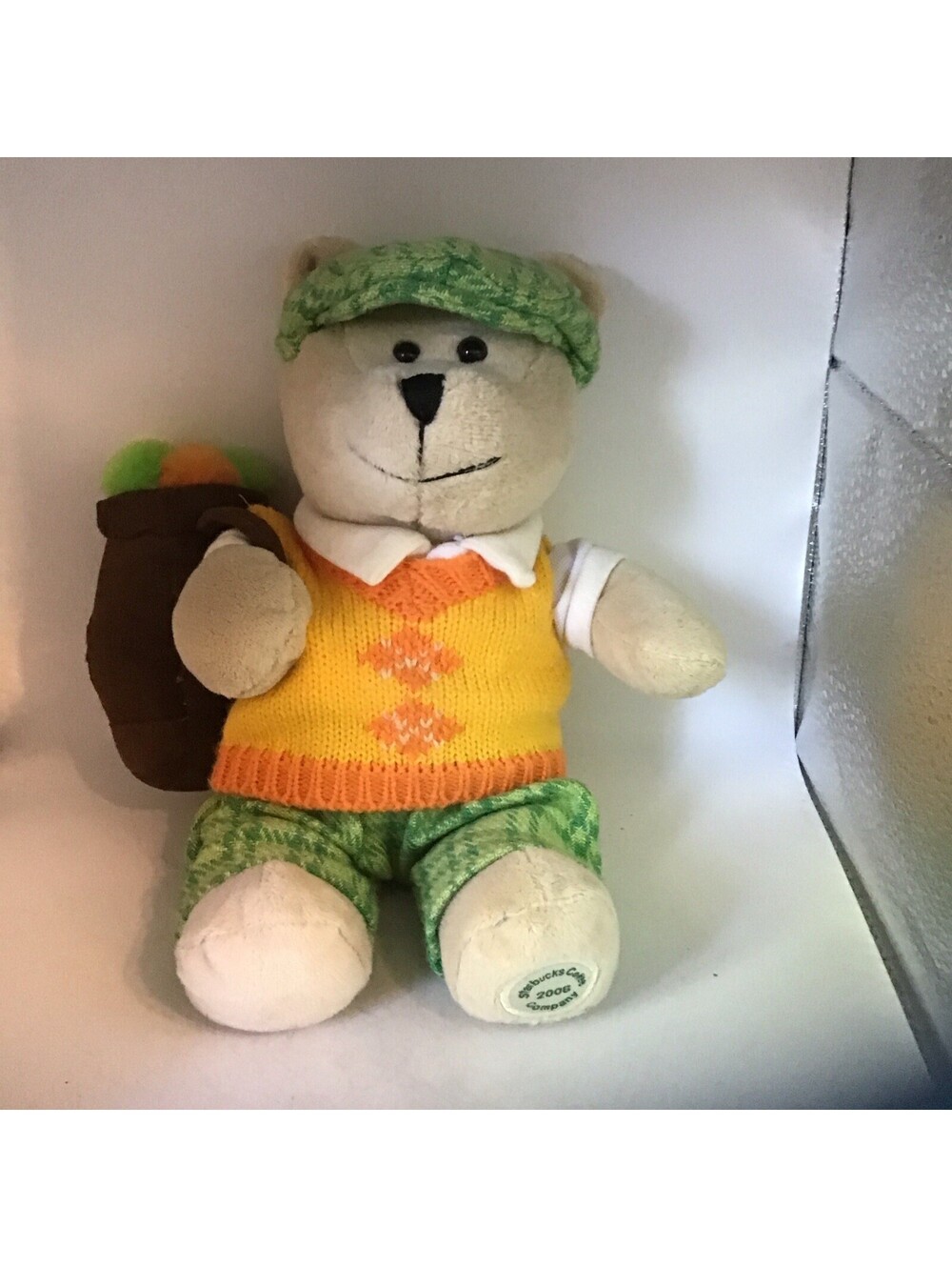 Pre-Owned Starbucks Bear 2006 Golfer Bear,Hat,Golf Bag,Sweater.Pants Plush